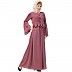 Designer Pintuck abaya with pearl work- Puce Pink Designer Pintuck abaya with pearl work- Puce Pink